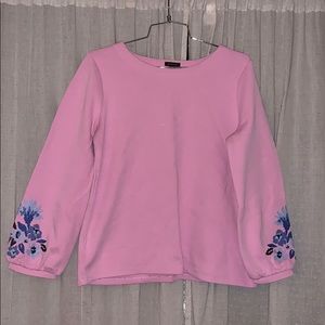 Ann Taylor Embroidered Sleeve top
